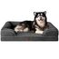 EHEYCIGA Orthopädisches Hundebett Grosse Hunde, 132x104cm, Memory Foam Hundekorb XXL, Waschbar Hundesofa Wasserdicht rutschfest, Hundecouch mit Hohem Rand, Dunkelgrau