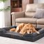 EHEYCIGA Orthopädisches Hundebett Grosse Hunde, 132x104cm, Memory Foam Hundekorb XXL, Waschbar Hundesofa Wasserdicht rutschfest, Hundecouch mit Hohem Rand, Dunkelgrau
