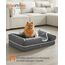 Feandrea Orthopädisches Hundebett, Hundekissen, Hundekorb, weiche Polsterung, Hundesofa, erhöhte Ränder, Bezug abnehmbar und waschbar, 76 x 51 x 18 cm, rutschfeste Unterseite, hellgrau PGW074G02V1