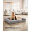 Feandrea Orthopädisches Hundebett, Hundekissen, Hundekorb, weiche Polsterung, Hundesofa, erhöhte Ränder, Bezug abnehmbar und waschbar, 135 x 107 x 23 cm, rutschfeste Unterseite, hellgrau PGW079G02V1