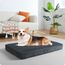HMTOPE Orthopädisches Hundebett, 9cm Dicke Hundekissen für Mittelgroße Hunde, Abnehmbar und Waschbar Hundematte, rutschfeste Unterseite, Wasserdichtes Innenfutter, 91 cm, Dunkelgrau