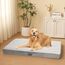 HMTOPE Orthopädisches Hundebett, 10cm Dicke Hundekissen für Mittelgroße Hunde, Grosse Hunde, Abnehmbar und Waschbar Hundematte, rutschfeste Unterseite, Wasserdichtes Innenfutter, 112 cm, Hellgrau