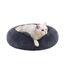 Feandrea Hundebett flauschig, Katzenbett, Donut Kissen, waschbar, Polsterung in der Mitte herausnehmbar, Langer Plüsch, 50 cm Durchmesser, dunkelgrau PGW037G02