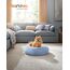 Feandrea Hundebett flauschig, Katzenbett, Donut Kissen, waschbar, Polsterung in der Mitte herausnehmbar, Langer Plüsch, 60 cm Durchmesser, blassblau PGW038Q01