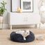Feandrea Hundebett flauschig, Katzenbett, Donut Kissen, waschbar, Polsterung in der Mitte herausnehmbar, Langer Plüsch, 50 cm Durchmesser, dunkelgrau PGW037G02