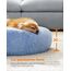 Feandrea Hundebett flauschig, Katzenbett, Donut Kissen, waschbar, Polsterung in der Mitte herausnehmbar, Langer Plüsch, 60 cm Durchmesser, blassblau PGW038Q01