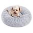Feandrea Hundebett flauschig, Katzenbett, Donut Kissen, waschbar, Polsterung in der Mitte herausnehmbar, Langer Plüsch, 50 cm Durchmesser, Ombré-Grau PGW037G01