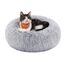 Feandrea Hundebett flauschig, Katzenbett, Donut Kissen, waschbar, Polsterung in der Mitte herausnehmbar, Langer Plüsch, 40 cm Durchmesser, Ombré-Grau PGW036G01