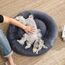 Feandrea Hundebett flauschig, Katzenbett, Donut Kissen, waschbar, Polsterung in der Mitte herausnehmbar, Langer Plüsch, 70 cm Durchmesser, dunkelgrau PGW039G02