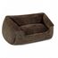 Feandrea Hundebett, Hundekissen in Leinenoptik, Hundekorb, erhöhte Ränder, rutschfeste Unterseite, Bezug abnehmbar waschbar, M, für kleine Hunde, 70 x 55 x 21 cm, braun PGW10CC