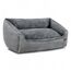 Feandrea Hundebett, Hundekissen in Leinenoptik, Hundekorb, erhöhte Ränder, rutschfeste Unterseite, Bezug abnehmbar waschbar, XL, für große Hunde, 110 x 75 x 27 cm, hellgrau PGW12GG