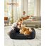 Feandrea Hundebett, Hundekissen in Leinenoptik, Hundekorb, erhöhte Ränder, rutschfeste Unterseite, Bezug abnehmbar waschbar, M, für kleine Hunde, 70 x 55 x 21 cm, dunkelgrau PGW010G01