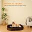 HMTOPE Orthopädisches Hundebett, Hundesofa, Vierseitiges Nackenrolle Kissen, rutschfeste Unterseite Hundekorb, Abnehmbar und Waschbar, Mittelgroße Hunde, Grosse Hunde, 106 x 79 x 17 cm, Braun