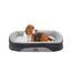 HMTOPE Orthopädisches Hundebett, Hundesofa, Vierseitiges Nackenrolle Kissen, rutschfeste Unterseite Hundekorb, Abnehmbar und Waschbar, Kleine Hunde, Mittelgroße Hunde, 90 x 71 x 15 cm, Hellgrau