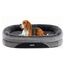 HMTOPE Orthopädisches Hundebett, Hundesofa, Vierseitiges Nackenrolle Kissen, rutschfeste Unterseite Hundekorb, Abnehmbar und Waschbar, Kleine Hunde, Mittelgroße Hunde, 90 x 71 x 15 cm, Dunkelgrau