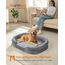 Feandrea Hundebett, Hundekissen, für große Hunde, 106 x 76 x 18 cm, orthopädisch, wasserdichte Innenschicht, erhöhte Ränder, Abnehmbarer, waschbarer Bezug, rutschfest, hellgrau PGW283G01