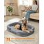 Feandrea Hundebett, Hundekissen, für extra große Hunde, 122 x 85 x 20 cm, orthopädisch, wasserdichte Innenschicht, erhöhte Ränder, Abnehmbarer, waschbarer Bezug, rutschfest, hellgrau PGW284G01