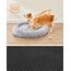 Feandrea Hundebett flauschig, Katzenbett, Donut Kissen, waschbar, Polsterung in der Mitte herausnehmbar, Langer Plüsch, 100 cm Durchmesser, Ombré-Grau PGW042G01