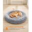 Feandrea Hundebett flauschig, Katzenbett, Donut Kissen, waschbar, Polsterung in der Mitte herausnehmbar, Langer Plüsch, 120 cm Durchmesser, Ombré-Grau PGW043G01