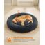 Feandrea Hundebett flauschig, Katzenbett, Donut Kissen, waschbar, Polsterung in der Mitte herausnehmbar, Langer Plüsch, 120 cm Durchmesser, dunkelgrau PGW043G02