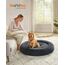 Feandrea Hundebett flauschig, Katzenbett, Donut Kissen, waschbar, Polsterung in der Mitte herausnehmbar, Langer Plüsch, 120 cm Durchmesser, dunkelgrau PGW043G02