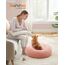 Feandrea Hundebett flauschig, Katzenbett, Donut Kissen, waschbar, Polsterung in der Mitte herausnehmbar, Langer Plüsch, 60 cm Durchmesser, rosa PGW038P01