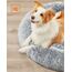 Feandrea Hundebett flauschig, Katzenbett, Donut Kissen, waschbar, Polsterung in der Mitte herausnehmbar, Langer Plüsch, 100 cm Durchmesser, Ombré-Grau PGW042G01