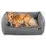 Feandrea Hundebett, Hundekissen in Leinenoptik, Hundekorb, erhöhte Ränder, rutschfeste Unterseite, Bezug abnehmbar waschbar, XL, für große Hunde, 110 x 75 x 27 cm, hellgrau PGW12GG