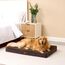 EHEYCIGA Orthopädisches Hundebett Mittelgroße Hunde 91x68x9cm, Hundekissen Waschbar Flauschig, Hundematte Hundematratze für Kiste, Braun
