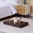 EHEYCIGA Orthopädisches Hundebett Mittelgroße Hunde 91x68x9cm, Hundekissen Waschbar Flauschig, Hundematte Hundematratze für Kiste, Braun