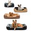 lionto Hundebett mit Wendekissen und Rutschfester Unterseite, Robustes Heimtierkissen mit tiefem Einstieg für Hunde und Katzen jeden Alters, 50x37 cm, kuscheliges Hundekissen, beige/braun