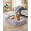 Feandrea Hundebett, großes Hundekissen, 106 x 75 x 20 cm, Hundekorb, weiche Polsterung, Hundesofa, erhöhte Ränder, Bezug abnehmbar und waschbar, rutschfest, Ombré-Grau PGW273G01