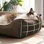 BEDSURE Katzenbett waschbar Katzen Bettchen - 51x41cm Katzenkorb Indoor mit Rutschfester Basis, quadratisches Hundebett für kleine Hunde mit weichem Rand, braun