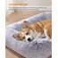 Feandrea Hundebett, großes Hundekissen, 91 x 68 x 18 cm, Hundekorb, weiche Polsterung, Hundesofa, erhöhte Ränder, Bezug abnehmbar und waschbar, rutschfest, Ombré-Grau PGW272G01
