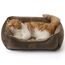 BEDSURE Katzenbett waschbar Katzen Bettchen - 51x41cm Katzenkorb Indoor mit Rutschfester Basis, quadratisches Hundebett für kleine Hunde mit weichem Rand, braun