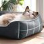 BEDSURE Katzenbett waschbar Katzen Bettchen - 51x41cm Katzenkorb Indoor mit Rutschfester Basis, quadratisches Hundebett für kleine Hunde mit weichem Rand, Dunkelgrau