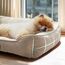 BEDSURE Katzenbett große Katzen waschbar - 63.5x53cm rutschfestes Hundebett kleine Hunde, quadratisches Katzenkorb mit weichem Rand, Kamel