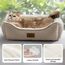 BEDSURE Katzenbett große Katzen waschbar - 63.5x53cm rutschfestes Hundebett kleine Hunde, quadratisches Katzenkorb mit weichem Rand, Kamel