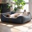 BEDSURE Katzenbett waschbar Katzen Bettchen - 51x41cm Katzenkorb Indoor mit Rutschfester Basis, quadratisches Hundebett für kleine Hunde mit weichem Rand, Dunkelgrau