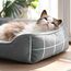 BEDSURE Katzenbett waschbar Katzen Bettchen - 51x41cm Katzenkorb Indoor mit Rutschfester Basis, quadratisches Hundebett für kleine Hunde mit weichem Rand, grau