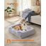 Feandrea Hundebett, großes Hundekissen, 91 x 68 x 18 cm, Hundekorb, weiche Polsterung, Hundesofa, erhöhte Ränder, Bezug abnehmbar und waschbar, rutschfest, Ombré-Grau PGW272G01