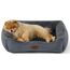 BEDSURE Katzenbett große Katzen waschbar - 63.5x53cm rutschfestes Hundebett kleine Hunde, quadratisches Katzenkorb mit weichem Rand, Dunkelgrau