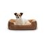 lionto Hundebett mit Wendekissen und Rutschfester Unterseite, Robustes Heimtierkissen mit tiefem Einstieg für Hunde und Katzen jeden Alters, 60x48 cm, kuscheliges Hundekissen, braun/beige