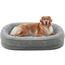 Pawk Orthopädisches Hundebett Grosse Hunde, 107x81cm Vierseitiges Nackenrolle Hundebett Orthopädisch, Memory Foam Hundekorb XL Wasserdicht rutschfest, Hundesofa Waschbar Outdoor, Hellgrau