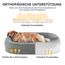 Pawk Orthopädisches Hundebett Grosse Hunde, 122x89cm Vierseitiges Nackenrolle Hundebett Orthopädisch, Memory Foam Hundekorb XXL Wasserdicht rutschfest, Hundesofa Waschbar Outdoor, Hellgrau