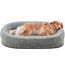 Pawk Orthopädisches Hundebett Grosse Hunde, 122x89cm Vierseitiges Nackenrolle Hundebett Orthopädisch, Memory Foam Hundekorb XXL Wasserdicht rutschfest, Hundesofa Waschbar Outdoor, Hellgrau