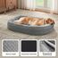 Pawk Orthopädisches Hundebett Grosse Hunde, 122x89cm Vierseitiges Nackenrolle Hundebett Orthopädisch, Memory Foam Hundekorb XXL Wasserdicht rutschfest, Hundesofa Waschbar Outdoor, Hellgrau