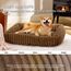 BEDSURE waschbares Hundebett für große Hunde - 91x68x20cm weicher orthopädischer Hundekorb mit bequemem Fleece-Bezug, rutschfestes Hundebett mit hohem Rand in braun