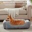 FURTIME Hundebett Grosse Hunde, Hundekorb Waschbar Hundekörbchen rutschfeste Hundebetten, Flauschig Hundematratze mit Erhöhte Ränder Weiches, Hundesofa für Hunde Katze, Grau/Sterne, 89x63x23cm