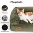 FUKUMARU Katzensofa Bett, Corduroy Gemütliches Katzenbett für drinnen mit abnehmbarem waschbarem Bezug, Stützendes Anti-Rutsch Hundebett Sofa für kleine Hunde, 72 x 52 x 22 cm, Mittel, Grün